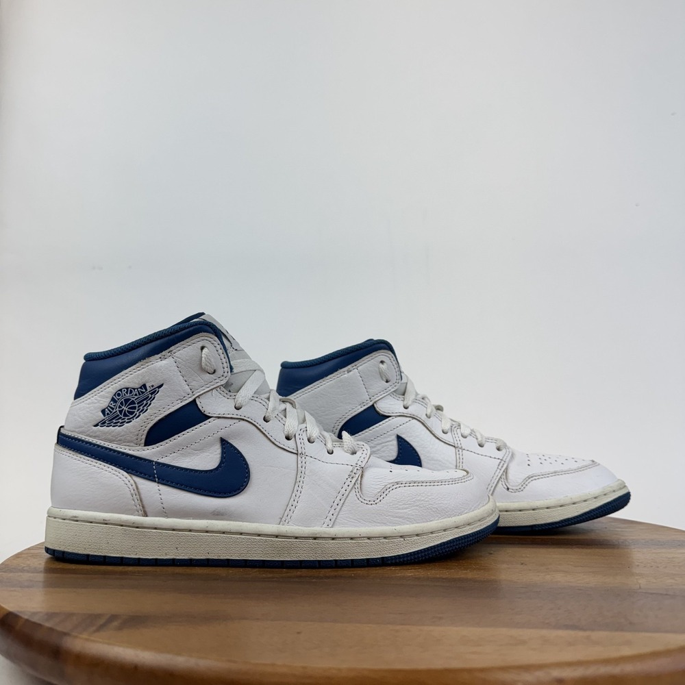 Mens Nike Air Jordan 1 Mid Industrial Blue Shoes Comfort Sneakers Size 7.5 M GUC